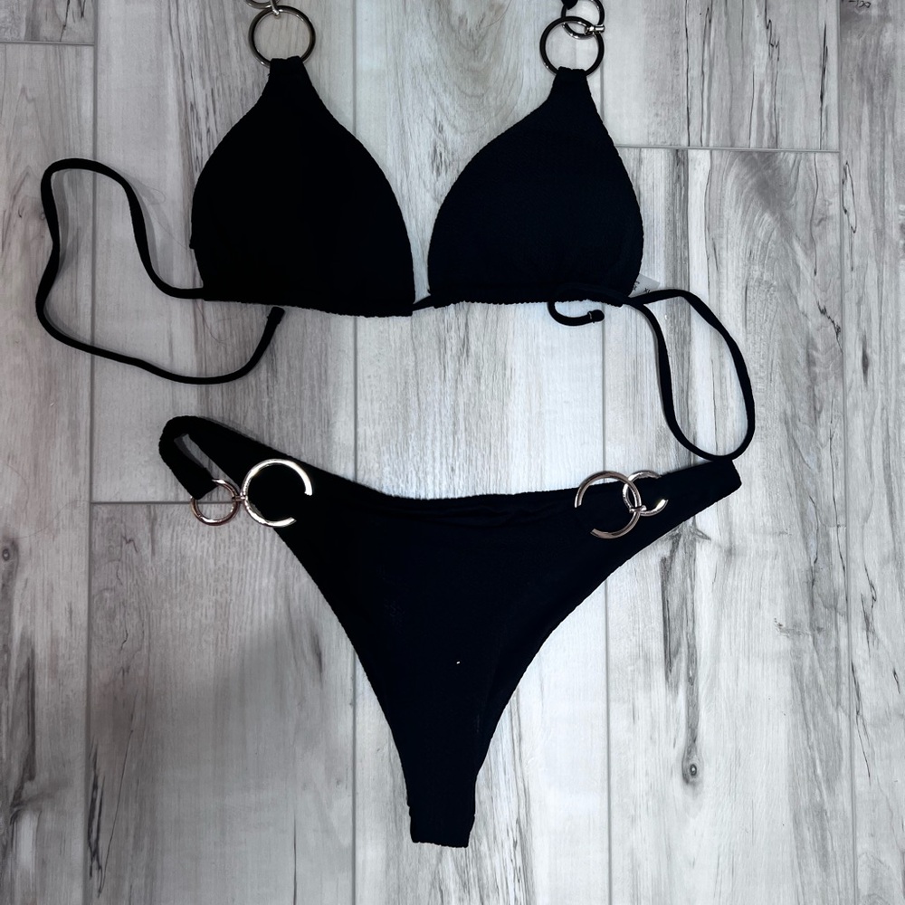 Fashion Nova Black Minimalist Bikini Set